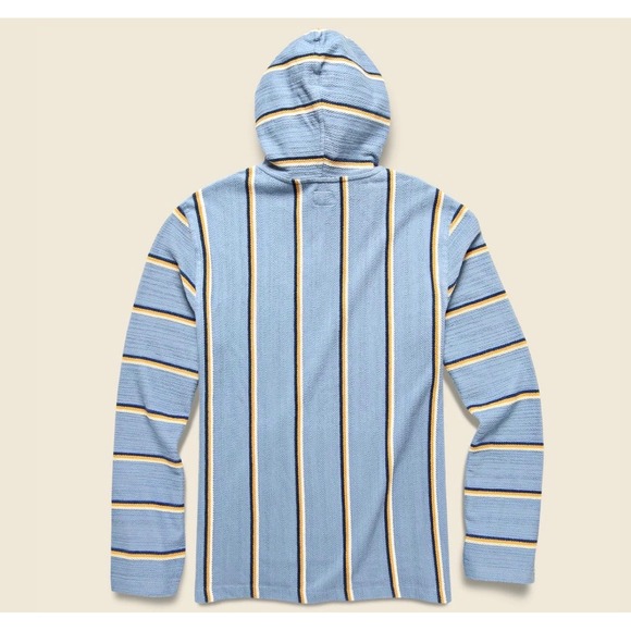 Faherty Blue Striped Hoodie Long Sleeve Pullover Sweatshirt Surf Style Casual XS - Picture 2 of 5